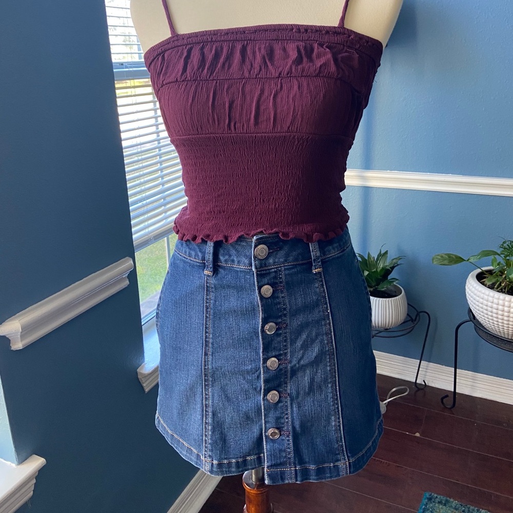 Button Up Jean Skirt